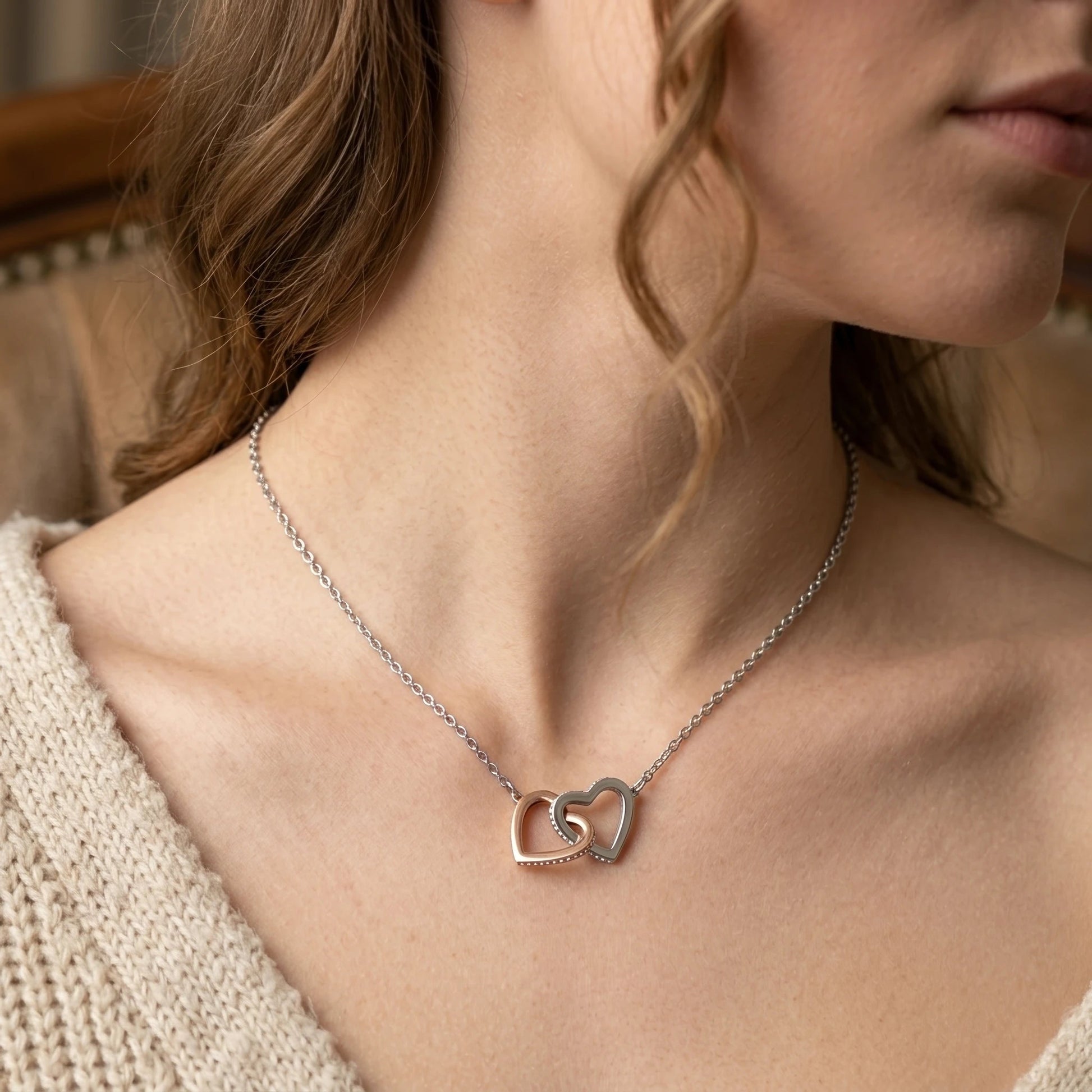 "To My Daughter" Interlocking Hearts Necklace – Meaningful Gift from Dad for Birthday, Graduation & Any Occasion - The Love Sparkle