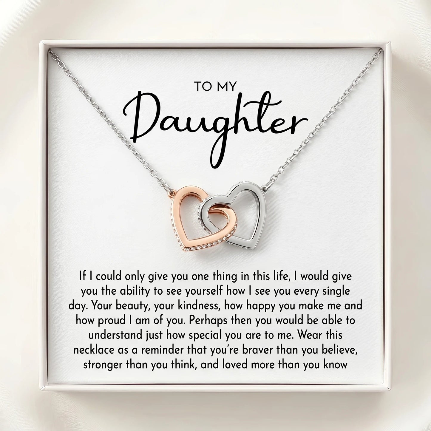 "To My Daughter" Interlocking Hearts Necklace – Meaningful Gift from Dad for Birthday, Graduation & Any Occasion - The Love Sparkle
