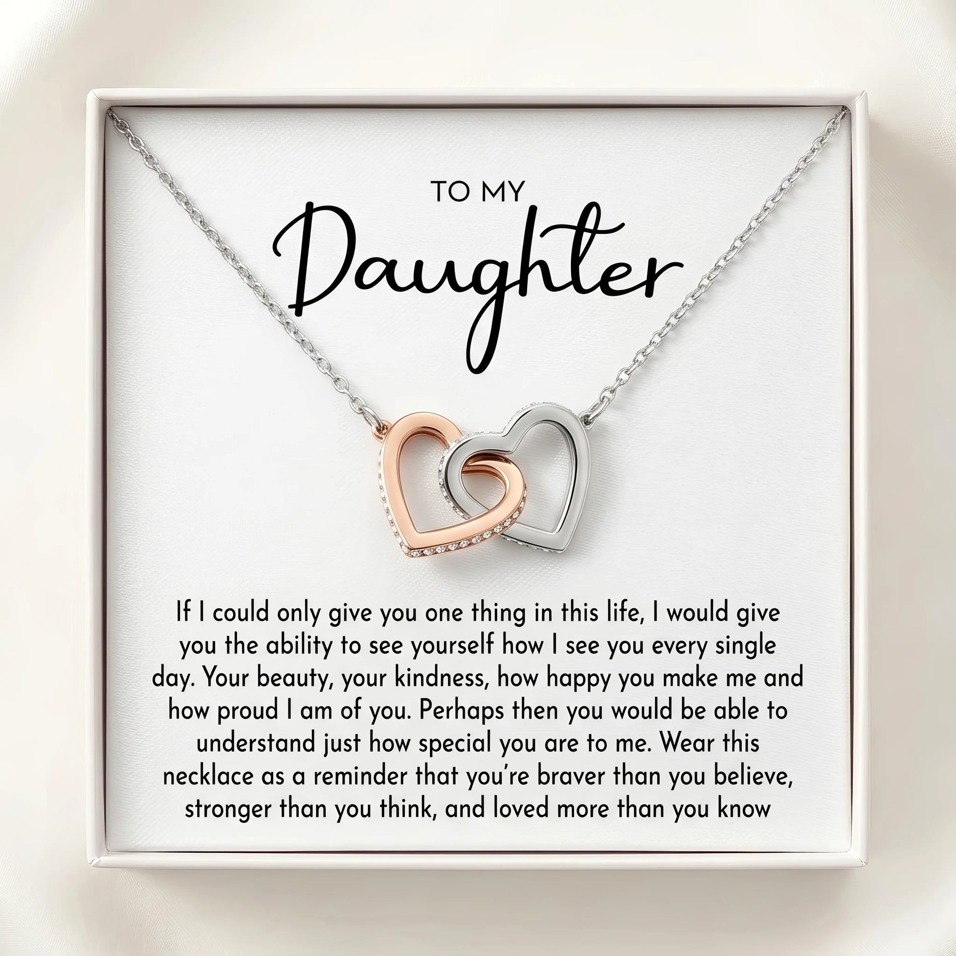"To My Daughter" Interlocking Hearts Necklace – Meaningful Gift from Dad for Birthday, Graduation & Any Occasion - The Love Sparkle