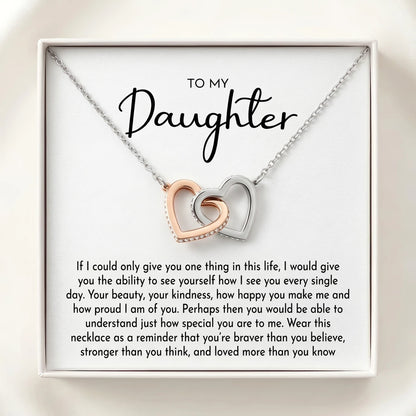 "To My Daughter" Interlocking Hearts Necklace – Meaningful Gift from Dad for Birthday, Graduation & Any Occasion - The Love Sparkle