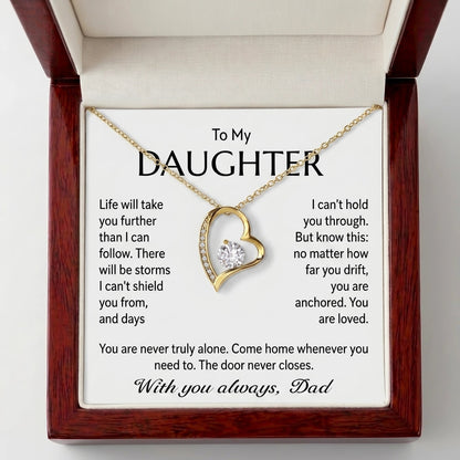 "To My Daughter, No Matter How Far You Go, You Are Loved" Forever Love Heart Necklace – Gift from Dad - The Love Sparkle