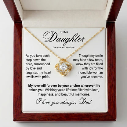 "To My Daughter On Your Wedding Day" Love Knot Necklace – Meaningful Gift from Dad to Bride - The Love Sparkle