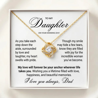 "To My Daughter On Your Wedding Day" Love Knot Necklace – Meaningful Gift from Dad to Bride - The Love Sparkle