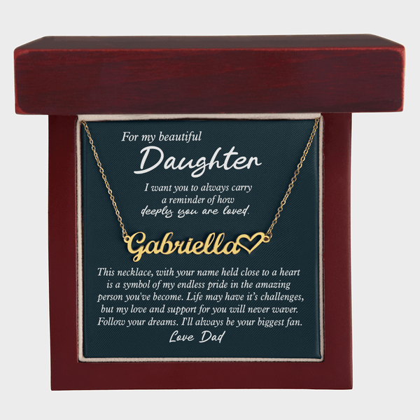 To My Daughter - Personalized Heart Name Necklace from Dad - The Love Sparkle