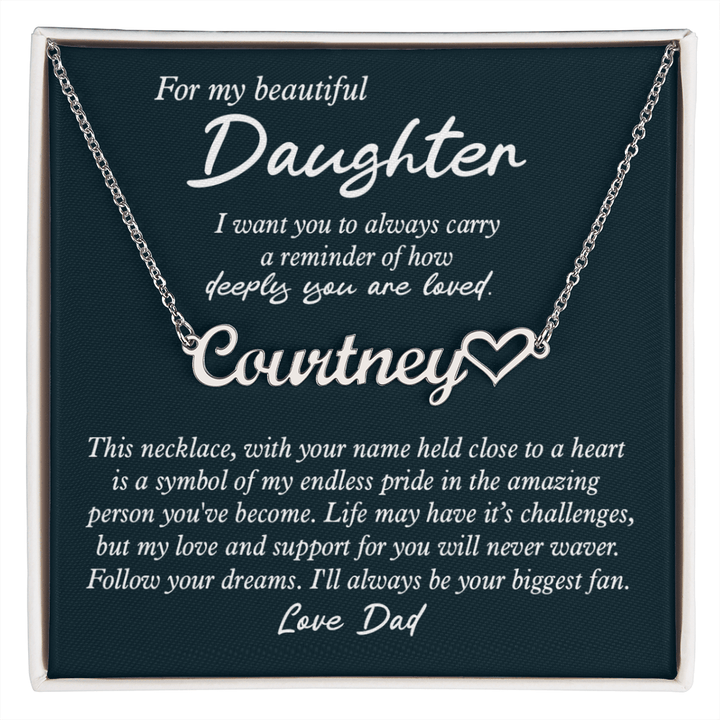 To My Daughter - Personalized Heart Name Necklace from Dad - The Love Sparkle