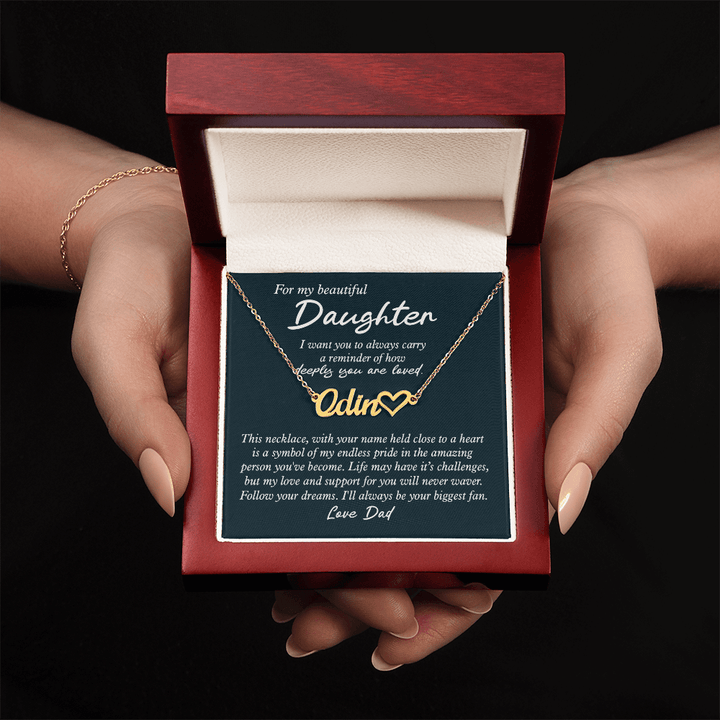 To My Daughter - Personalized Heart Name Necklace from Dad - The Love Sparkle
