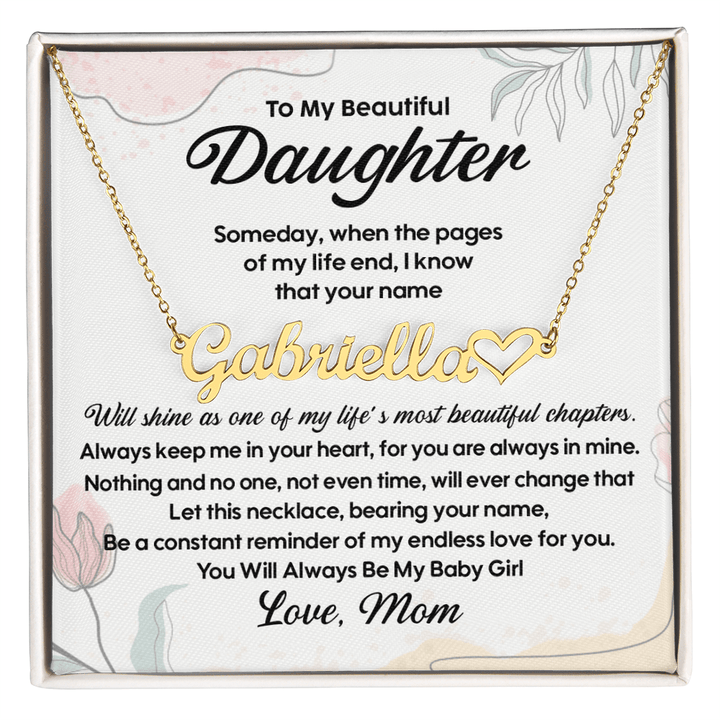 To My Daughter - Personalized Heart Name Necklace from Mom - The Love Sparkle