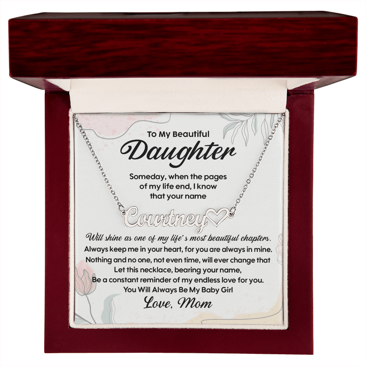 To My Daughter - Personalized Heart Name Necklace from Mom - The Love Sparkle