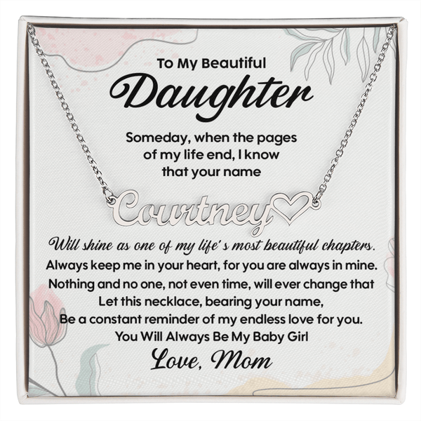To My Daughter - Personalized Heart Name Necklace from Mom - The Love Sparkle