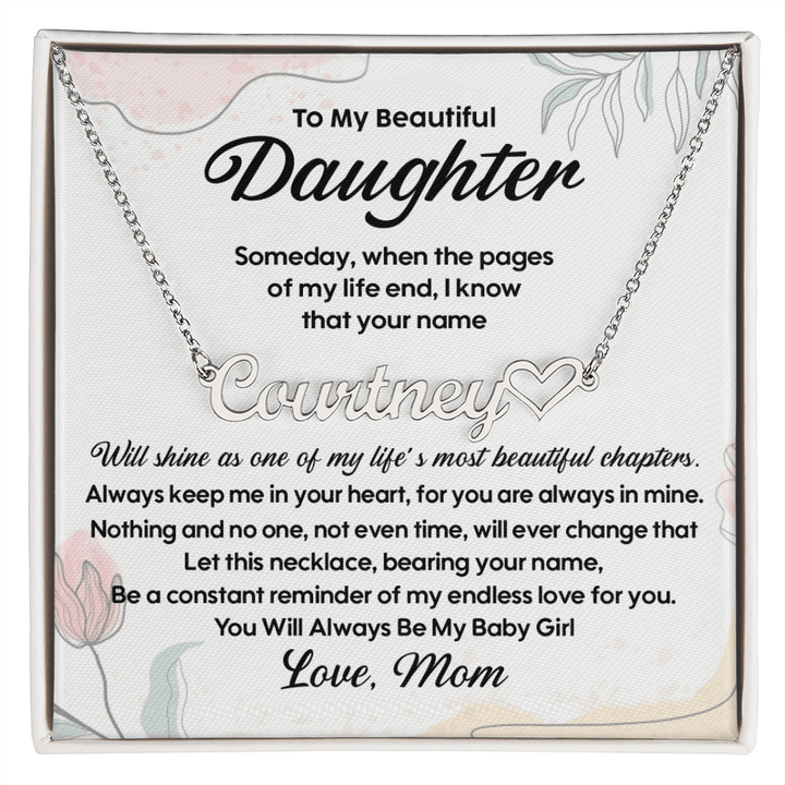 To My Daughter - Personalized Heart Name Necklace from Mom - The Love Sparkle