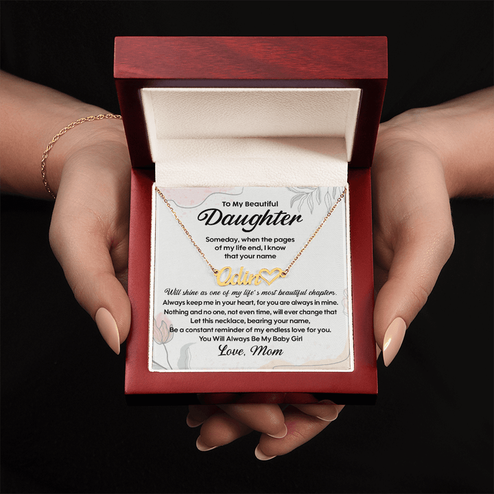 To My Daughter - Personalized Heart Name Necklace from Mom - The Love Sparkle