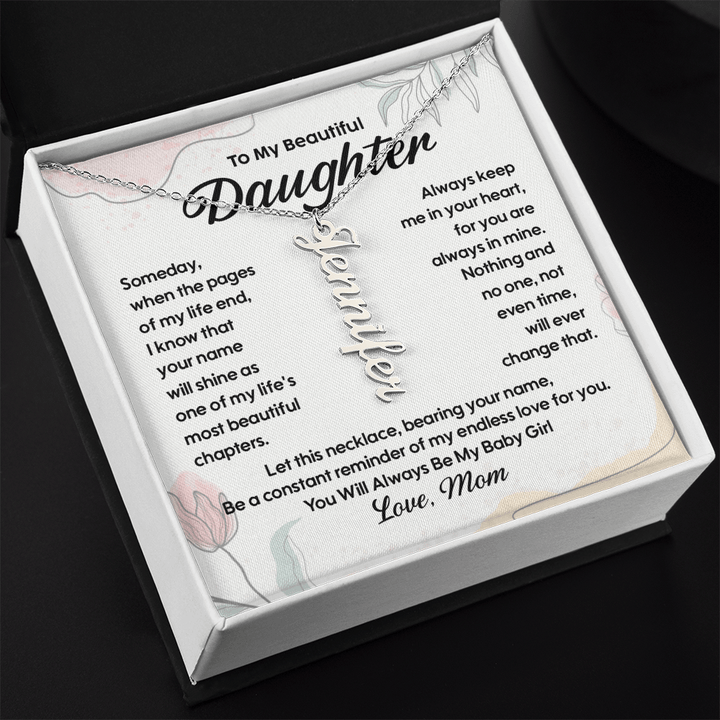 To My Daughter - Personalized Vertical Name Necklace from Mom - The Love Sparkle