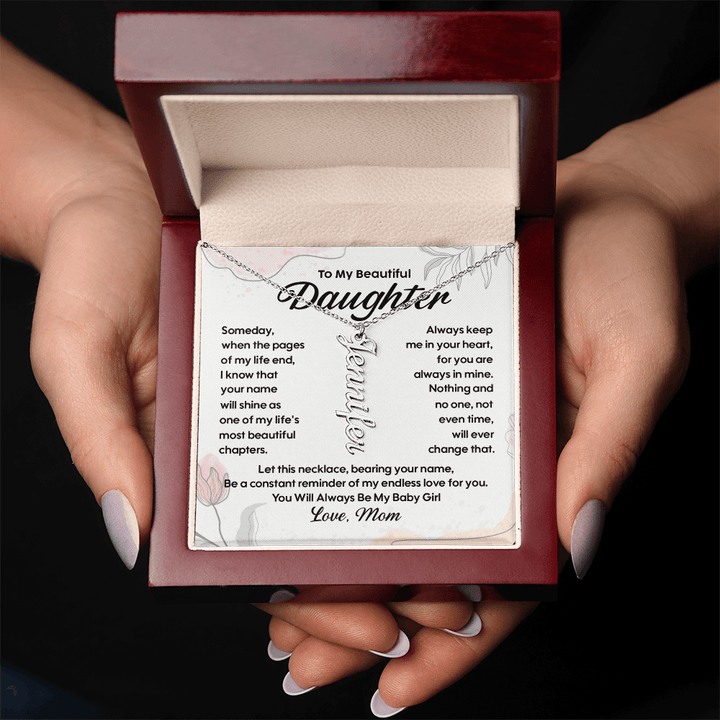 To My Daughter - Personalized Vertical Name Necklace from Mom - The Love Sparkle