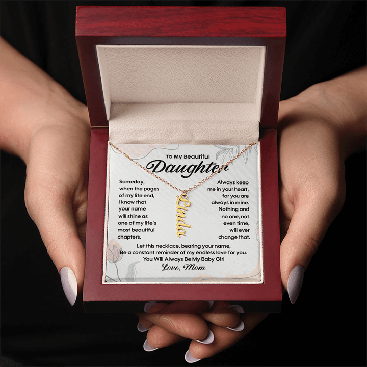 To My Daughter - Personalized Vertical Name Necklace from Mom - The Love Sparkle