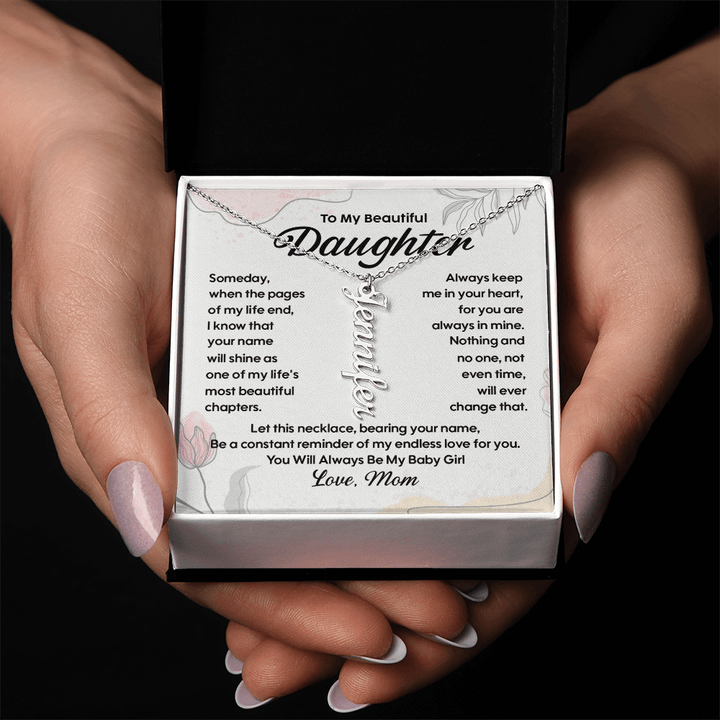 To My Daughter - Personalized Vertical Name Necklace from Mom - The Love Sparkle