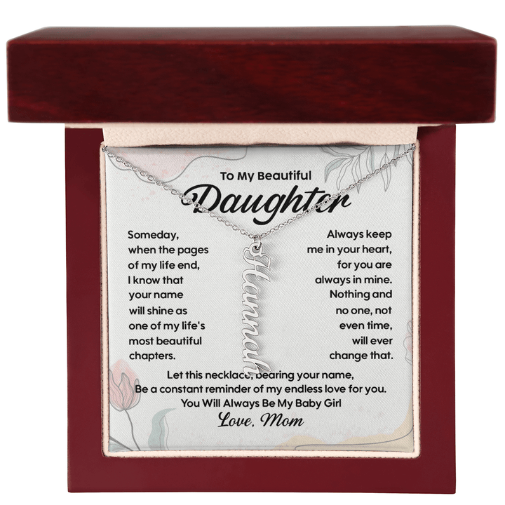 To My Daughter - Personalized Vertical Name Necklace from Mom - The Love Sparkle