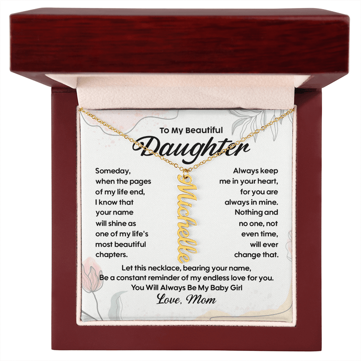 To My Daughter - Personalized Vertical Name Necklace from Mom - The Love Sparkle