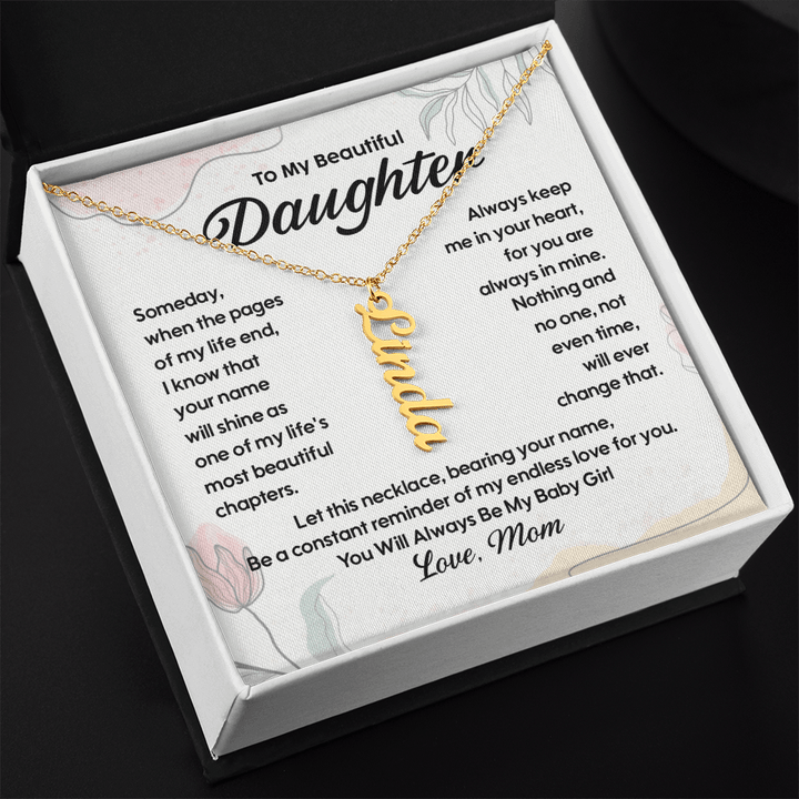To My Daughter - Personalized Vertical Name Necklace from Mom - The Love Sparkle