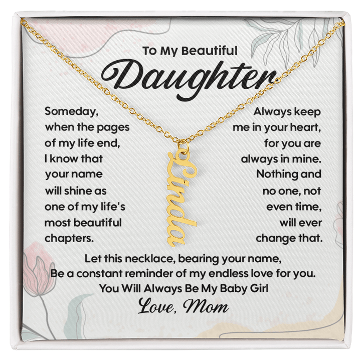 To My Daughter - Personalized Vertical Name Necklace from Mom - The Love Sparkle