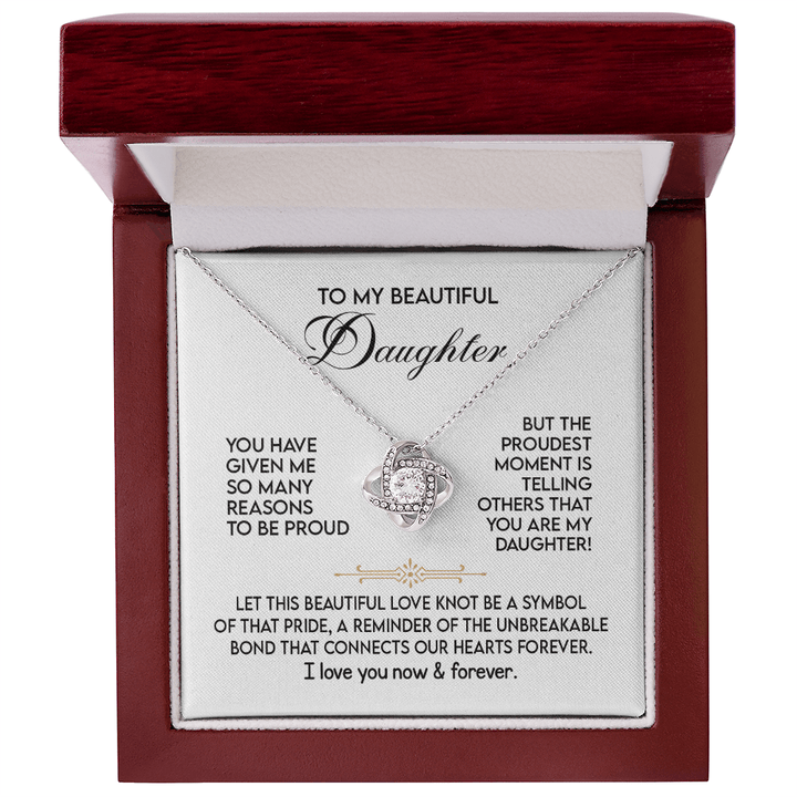 To My Daughter - "Proud of You" Love Knot Necklace - The Love Sparkle
