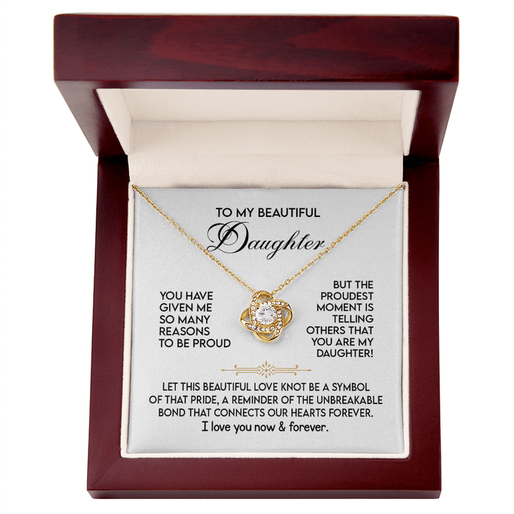 To My Daughter - "Proud of You" Love Knot Necklace - The Love Sparkle