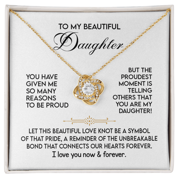 To My Daughter - "Proud of You" Love Knot Necklace - The Love Sparkle