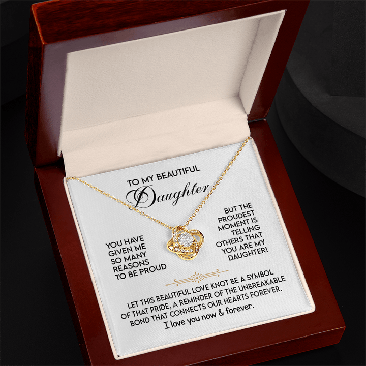 To My Daughter - "Proud of You" Love Knot Necklace - The Love Sparkle