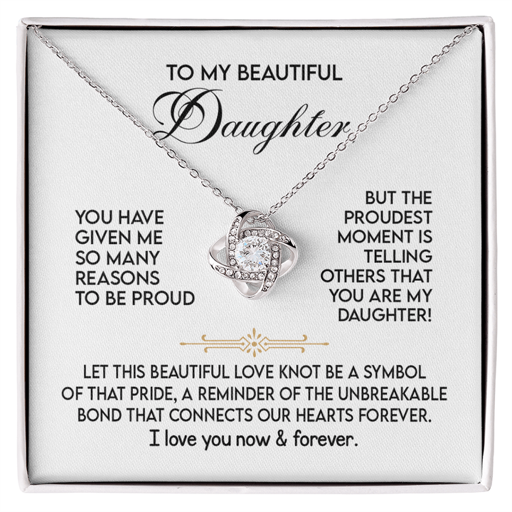 To My Daughter - "Proud of You" Love Knot Necklace - The Love Sparkle