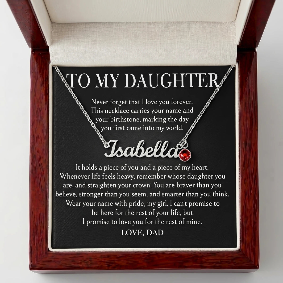 "To My Daughter, Straighten Your Crown" Custom Name Necklace with Birthstone – Meaningful Gift from Dad - The Love Sparkle