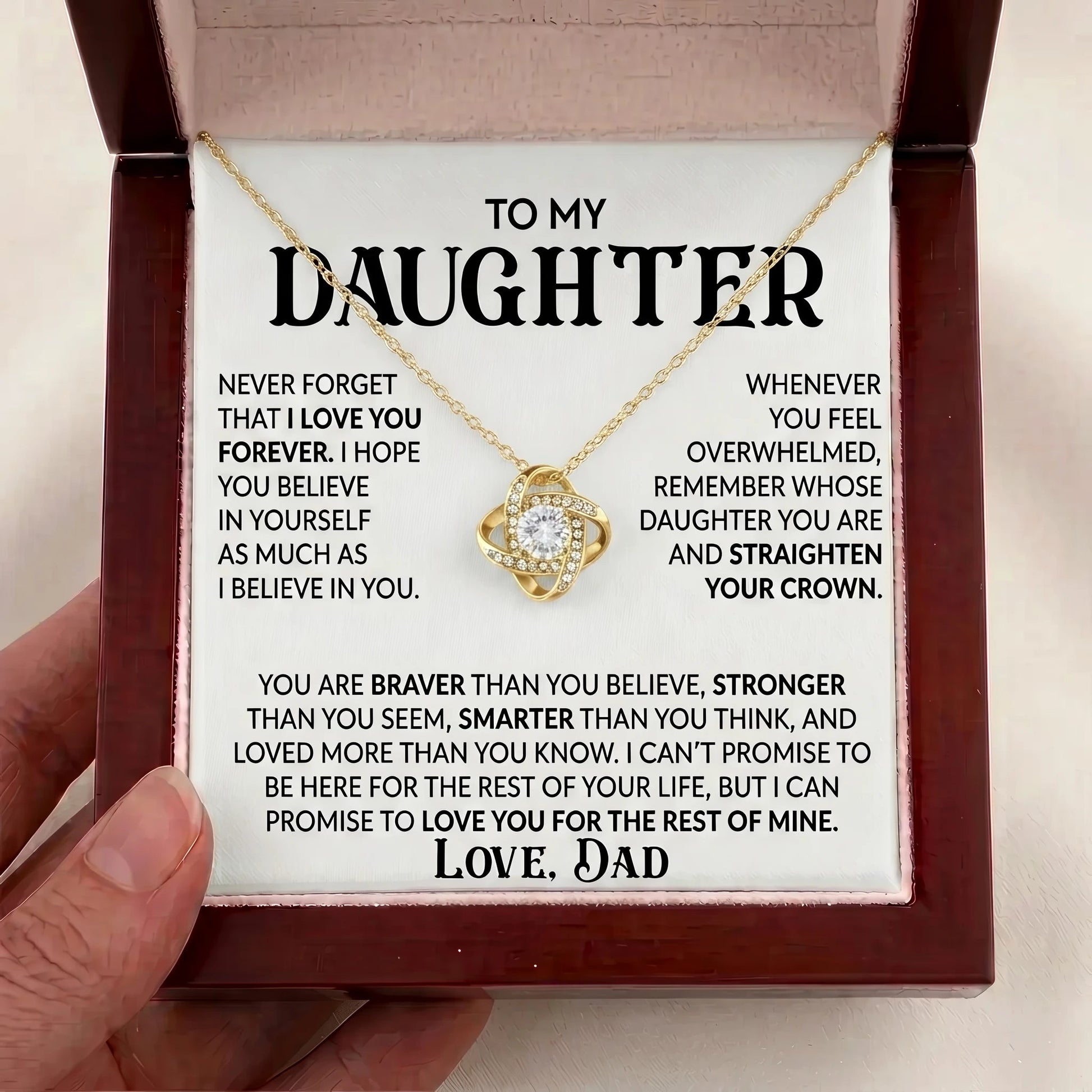 To My Daughter - "Straighten Your Crown" Love Knot Necklace From Dad - The Love Sparkle