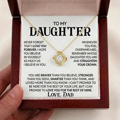 To My Daughter - "Straighten Your Crown" Love Knot Necklace From Dad - The Love Sparkle