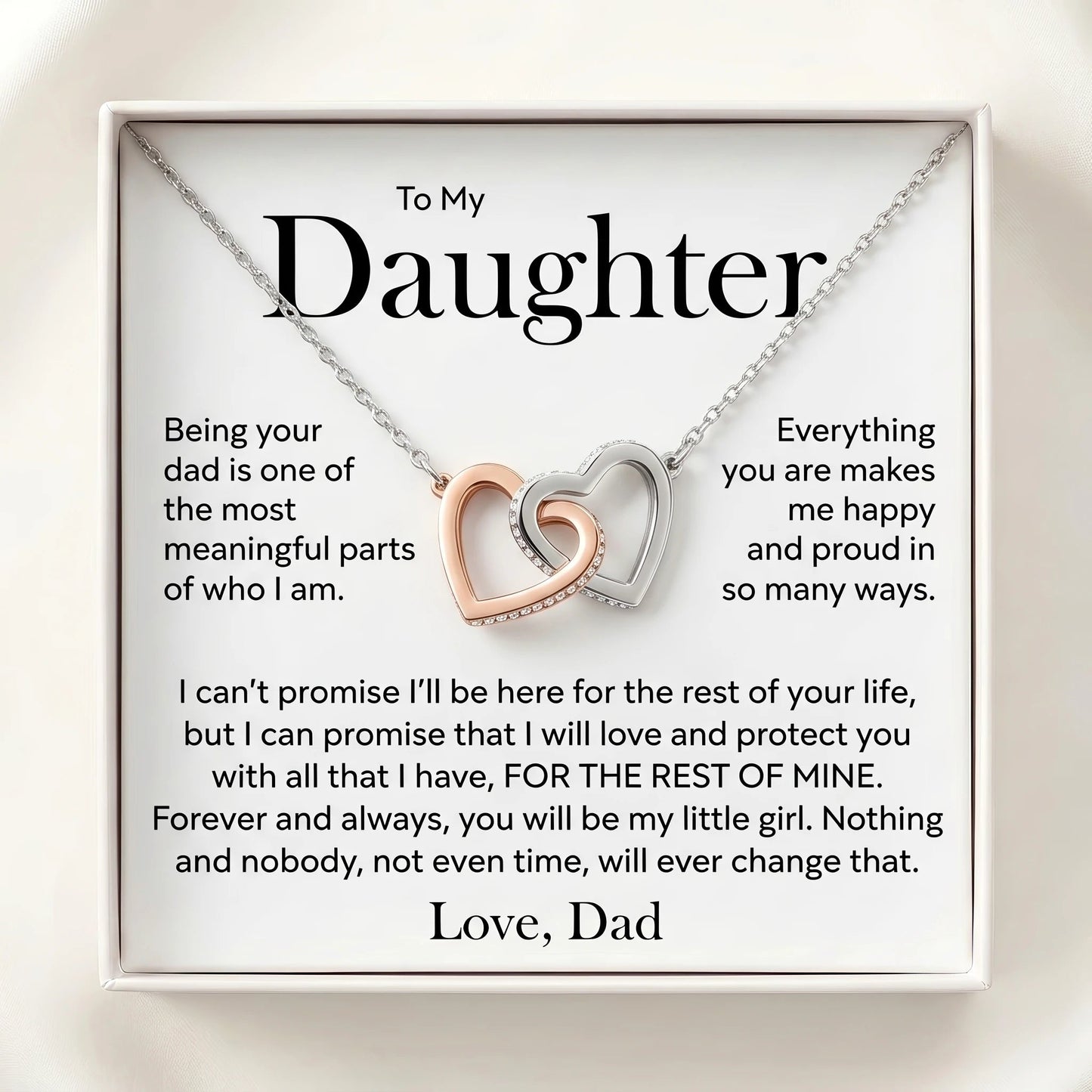 "To My Daughter, You'll Always Be My Little Girl" Interlocking Hearts Necklace – Meaningful Gift from Dad - The Love Sparkle