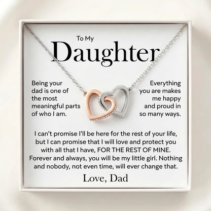 "To My Daughter, You'll Always Be My Little Girl" Interlocking Hearts Necklace – Meaningful Gift from Dad - The Love Sparkle