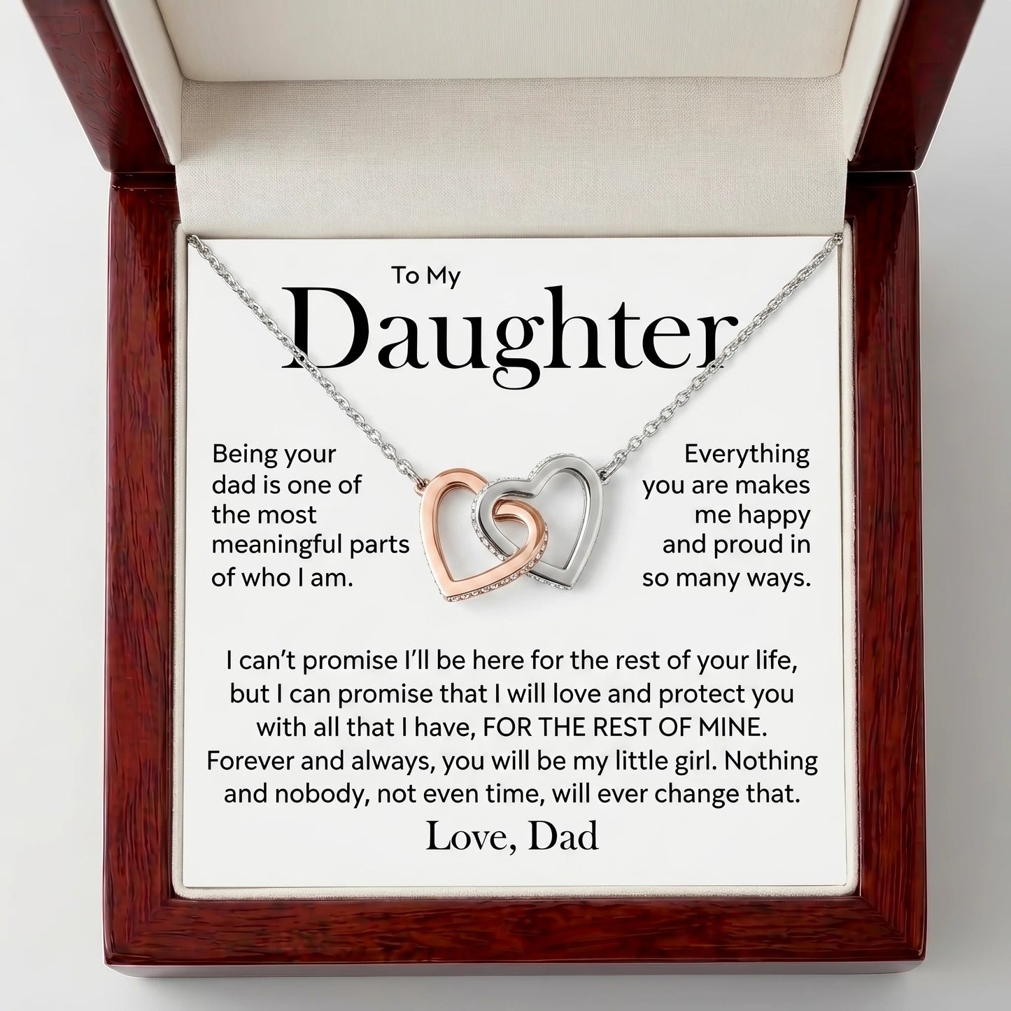 "To My Daughter, You'll Always Be My Little Girl" Interlocking Hearts Necklace – Meaningful Gift from Dad - The Love Sparkle