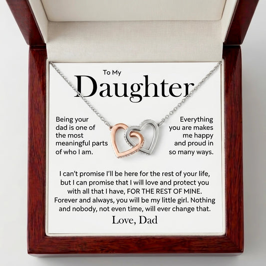 "To My Daughter, You'll Always Be My Little Girl" Interlocking Hearts Necklace – Meaningful Gift from Dad - The Love Sparkle