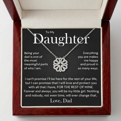 "To My Daughter, You'll Always Be My Little Girl" Magnetic Hearts Clover Necklace – Meaningful Gift from Dad - The Love Sparkle