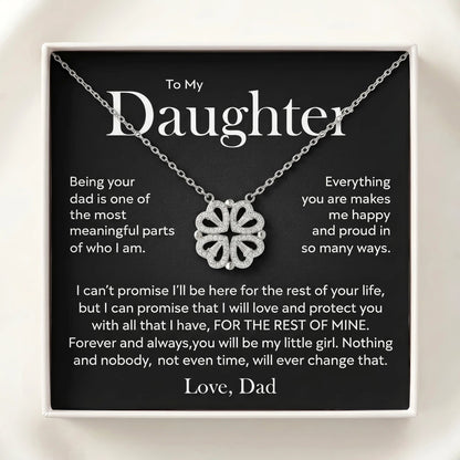 "To My Daughter, You'll Always Be My Little Girl" Magnetic Hearts Clover Necklace – Meaningful Gift from Dad - The Love Sparkle