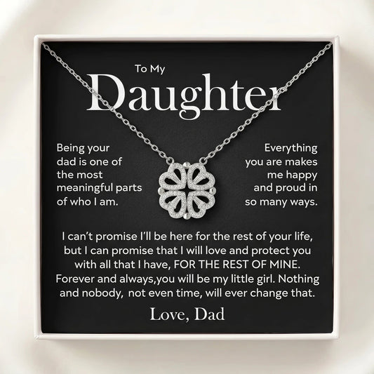 "To My Daughter, You'll Always Be My Little Girl" Magnetic Hearts Clover Necklace – Meaningful Gift from Dad - The Love Sparkle