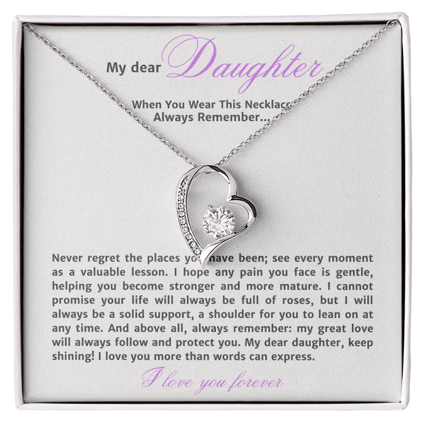 To My Dear Daughter Forever Love Necklace - "Keep Shining" Gift with Heartfelt Message Card - The Love Sparkle