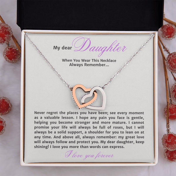 To My Dear Daughter Interlocking Hearts Necklace - "Keep Shining" Gift with Heartfelt Message Card - The Love Sparkle