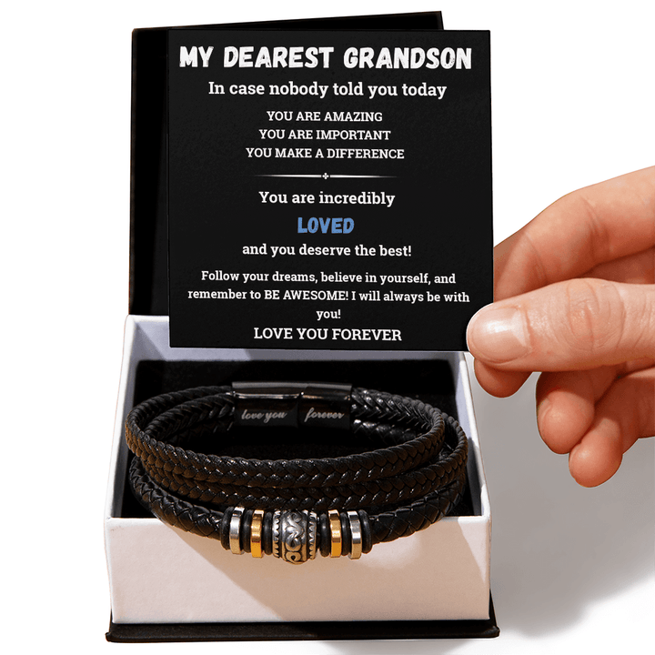 To My Dearest Grandson - Love You Forever Bracelet - always believe in himself. - The Love Sparkle