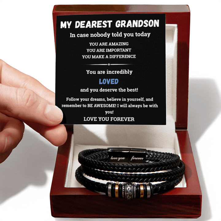 To My Dearest Grandson - Love You Forever Bracelet - always believe in himself. - The Love Sparkle