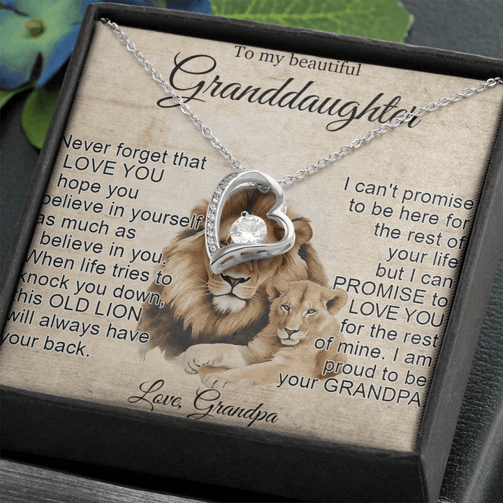 To My Granddaughter - Forever love Necklace - "This Old Lion Has Your Back" - The Love Sparkle