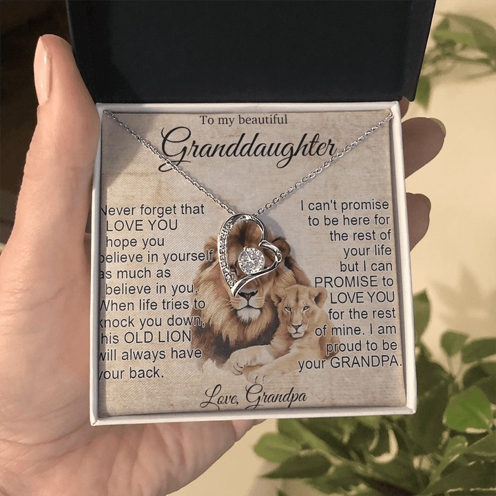 To My Granddaughter - Forever love Necklace - "This Old Lion Has Your Back" - The Love Sparkle
