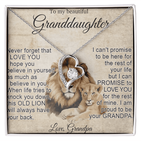 To My Granddaughter - Forever love Necklace - "This Old Lion Has Your Back" - The Love Sparkle