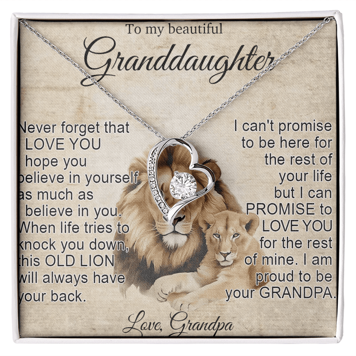 To My Granddaughter - Forever love Necklace - "This Old Lion Has Your Back" - The Love Sparkle