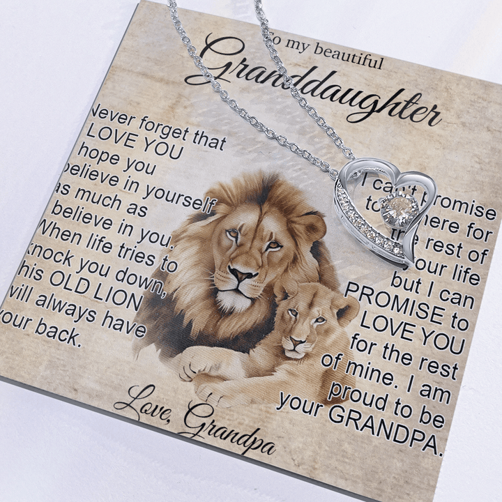 To My Granddaughter - Forever love Necklace - "This Old Lion Has Your Back" - The Love Sparkle
