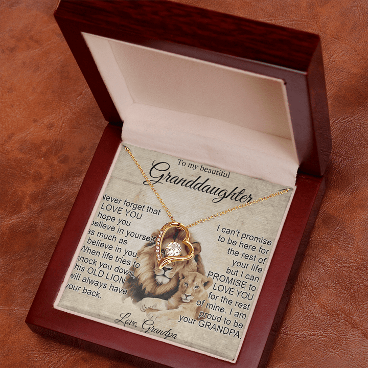 To My Granddaughter - Forever love Necklace - "This Old Lion Has Your Back" - The Love Sparkle