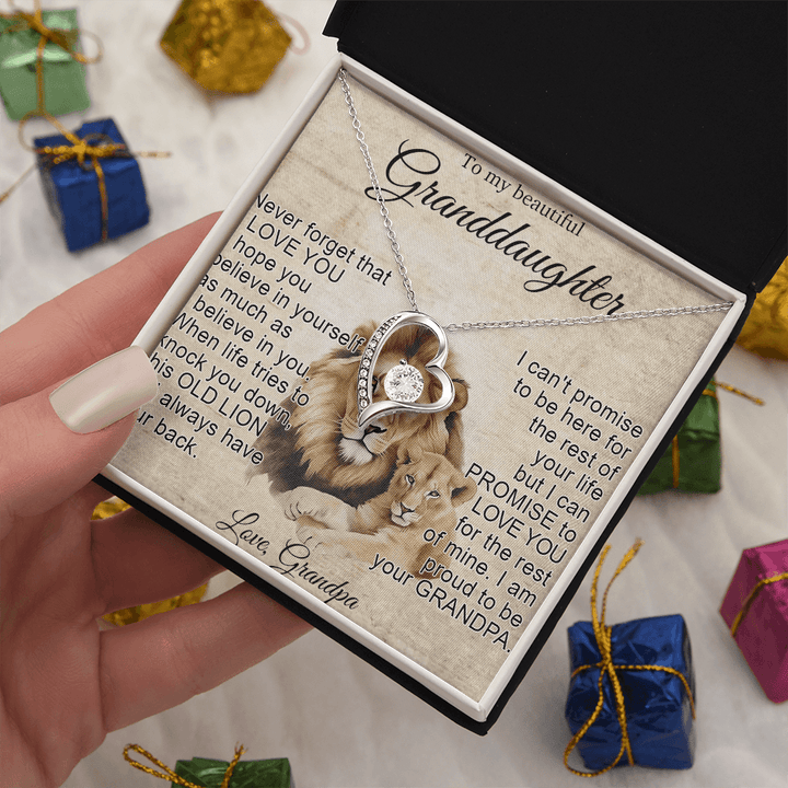 To My Granddaughter - Forever love Necklace - "This Old Lion Has Your Back" - The Love Sparkle