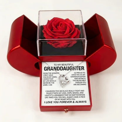 To My Granddaughter Forever Love Necklace with Red Rose Box – Keepsake Gift for Birthday, Graduation, Christmas & Any Occasion - The Love Sparkle
